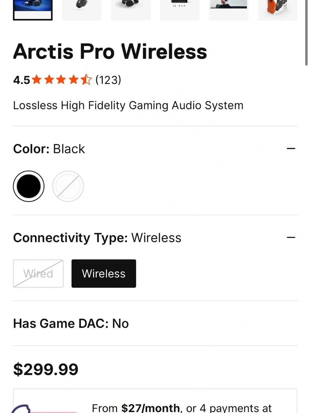 SteelSeries Arctis Pro Wireless Headset - Black